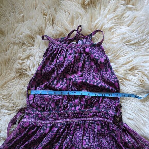 Free People Midsummers Day Tunic Dress Black Silky Floral Print Medium - Picture 9 of 10